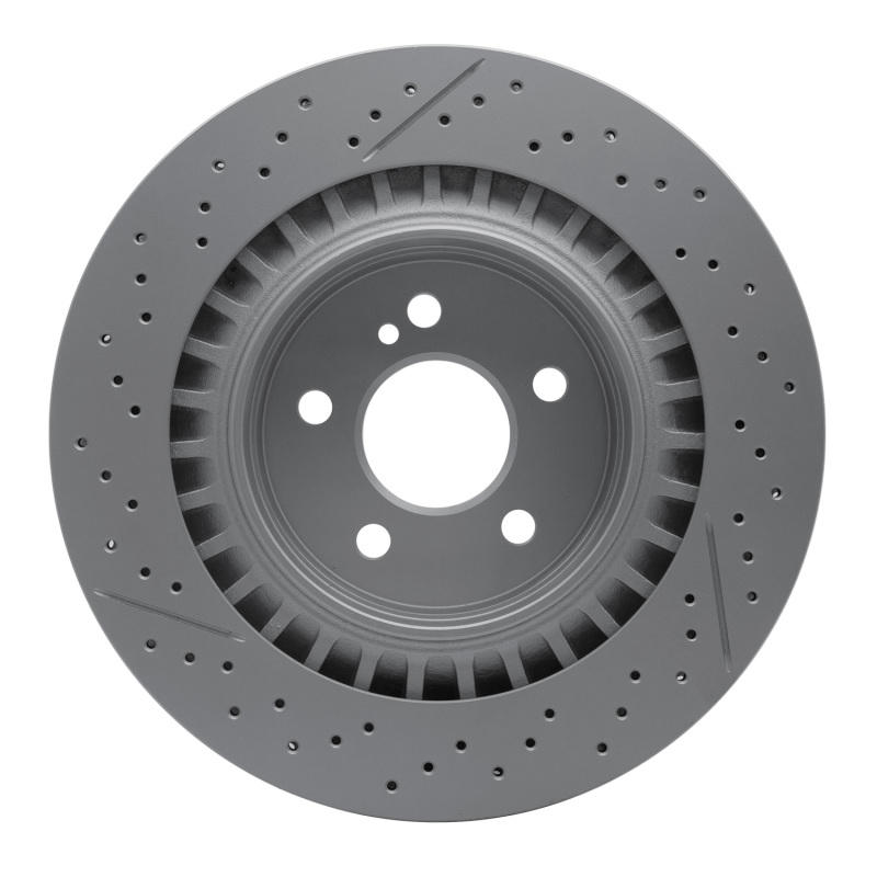 Mercedes-Benz CLK63 AMG Brake Rotor (1) - Rear - R1 Concepts - GEOSPEC Coated Rotor - Drilled & Slotted - `05-`11